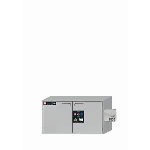 Sicherheitsunterbauschrank Typ 90 asecos UB-T-90, Flügeltüren, Front Lichtgrau, B 1102 x T 574 x H 600 mm
