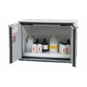 Sicherheitsunterbauschrank Typ 90 asecos UB-T-90, Flügeltüren, Front Lichtgrau, B 1102 x T 600 x H 800 mm
