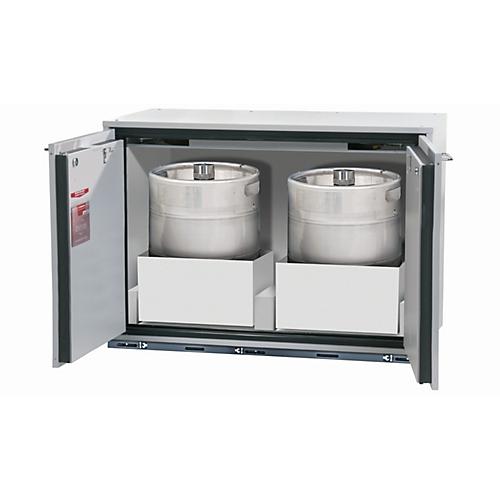 Sicherheitsunterbauschrank Typ 90 asecos UB-T-90, Flügeltüren, Front Lichtgrau, B 1102 x T 600 x H 800 mm