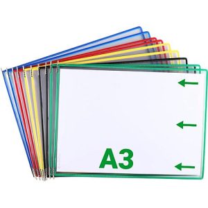 Sichttafel Tarifold DIN A3 quer, 10 St., alle Trägersysteme, Metalldrehzapfen, farbsortiert