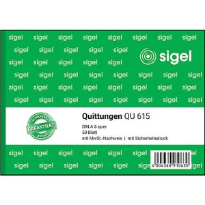 sigel® Quittungen mit MWSt.-Nachweis QU615, DIN A6 quer, 50 Blatt