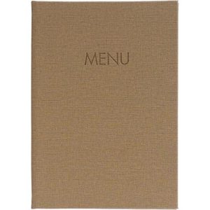 Sigel Speisekarten-Mappe ,DIN A4, Gummibindung, geprägt, beige, 5 Stück + 2 Doppel-Transparenthüllen