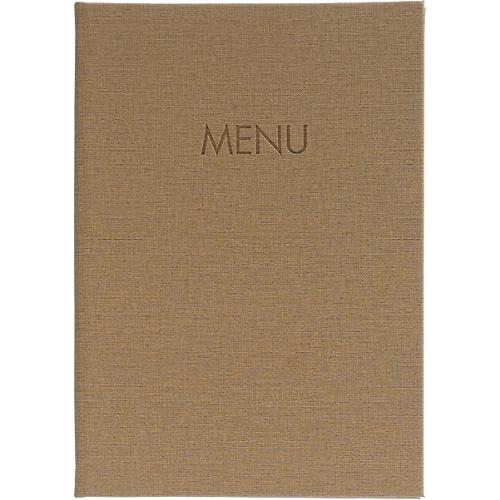 Sigel Speisekarten-Mappe ,DIN A4, Gummibindung, geprägt, beige, 5 Stück + 2 Doppel-Transparenthüllen