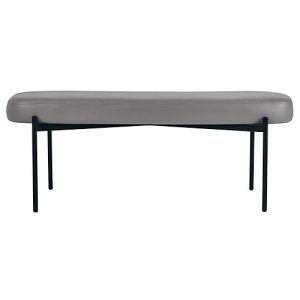 Sitzbank easyChair® by Paperflow GAIA, oval L, desinfektionsmittelbeständiger Kunstlederbezug grau, 4-Fußgestell mattschwarz, B 1180 x T 420 x H 455 mm