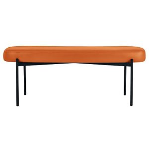 Sitzbank easyChair® by Paperflow GAIA, oval L, desinfektionsmittelbeständiger Kunstlederbezug orange, 4-Fußgestell mattschwarz, B 1180 x T 420 x H 455 mm