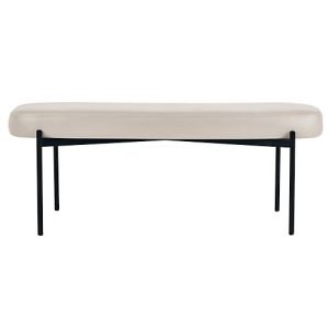 Sitzbank easyChair® by Paperflow GAIA, oval L, desinfektionsmittelbeständiger Kunstlederbezug weiß, 4-Fußgestell mattschwarz, B 1180 x T 420 x H 455 mm