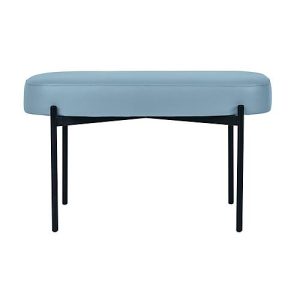 Sitzbank easyChair® by Paperflow GAIA, oval M, desinfektionsmittelbeständiger Kunstlederbezug blau, 4-Fußgestell mattschwarz, B 790 x T 420 x H 455 mm
