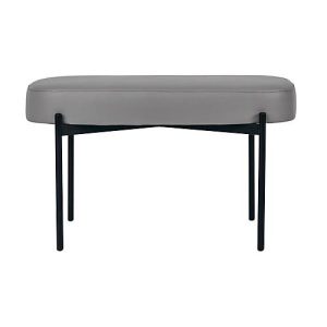 Sitzbank easyChair® by Paperflow GAIA, oval M, desinfektionsmittelbeständiger Kunstlederbezug grau, 4-Fußgestell mattschwarz, B 790 x T 420 x H 455 mm