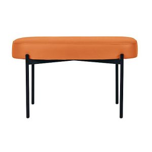 Sitzbank easyChair® by Paperflow GAIA, oval M, desinfektionsmittelbeständiger Kunstlederbezug orange, 4-Fußgestell mattschwarz, B 790 x T 420 x H 455 mm