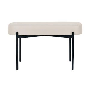 Sitzbank easyChair® by Paperflow GAIA, oval M, desinfektionsmittelbeständiger Kunstlederbezug weiß, 4-Fußgestell mattschwarz, B 790 x T 420 x H 455 mm