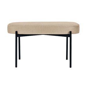 Sitzbank easyChair® by Paperflow GAIA, oval M, Stoffbezug elfenbeinfarben, 4-Fußgestell mattschwarz, B 790 x T 420 x H 455 mm