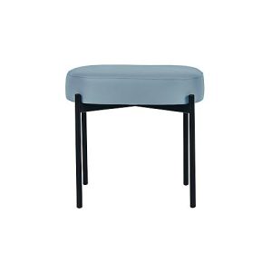 Sitzbank easyChair® by Paperflow GAIA, oval S, desinfektionsmittelbeständiger Kunstlederbezug blau, 4-Fußgestell mattschwarz, B 490 x T 380 x H 455 mm