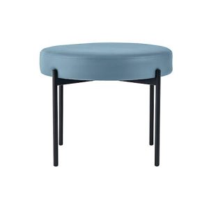 Sitzbank easyChair® by Paperflow GAIA, rund, desinfektionsmittelbeständiger Kunstlederbezug blau, 4-Fußgestell mattschwarz, B 575 x T 575 x H 455 mm