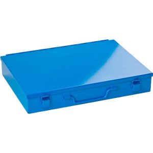 Sortimentskoffer ADB, leer, 11-fache Einteilung, abschließbar, mit Griff, B 330 x T 230 x H 50 mm, Stahl & ABS-Kunststoff, lichtblau RAL 5012