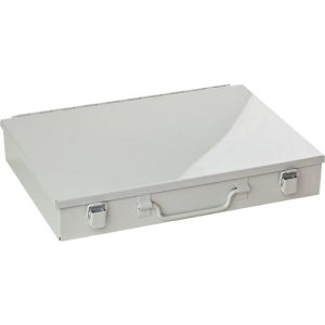 Sortimentskoffer ADB, leer, 24-fache Einteilung, abschließbar, mit Griff, B 330 x T 230 x H 50 mm, Stahl & ABS-Kunststoff, lichtgrau RAL 7035