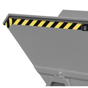 Späne-Kippmulde Bauer SKS 700, Stahl, orange, B 1345 x T 1200 x H 1275 mm, 700 l, bis 1000 kg, Rollen, Ablasshahn, Manuelle Kippvorrichtung