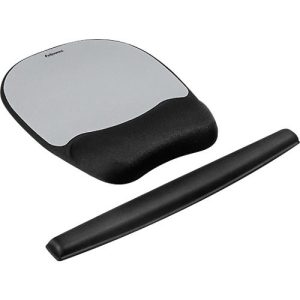 Sparset Mauspad mit Handgelenkauflage und Tastatur-Handgelenkauflage, schwarz/silber