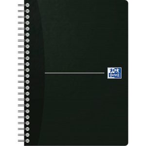 Spiralbuch OXFORD Office Essentials A5, Format A5, Doppelbindung, 90 Blatt liniert, ohne Mikroperforation, weiß, SCRIBZEE®-kompatibel, EU ECO Label, Deckel schwarz, 5 Stück