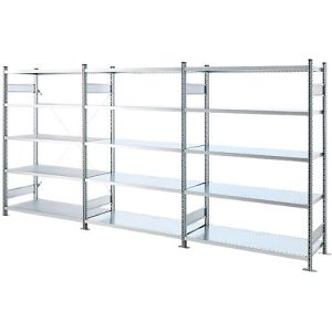 SSI Schäfer Fachbodenregal R3000, Grund- und Anbauregalset, 5 Böden, Feldlast 1000 kg, B 1910 x T 500 x H 1282 mm, Stahl verzinkt