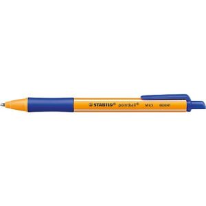 STABILO® Kugelschreiber pointball, Druckmechanik, dokumentenecht, Strichstärke 0,5 mm, 10 Stk., blau