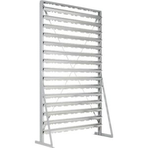 Ständerregal, 1-seitig bestückbar, 15 Reihen, ohne Sichtlagerkästen, B 1145 x T 400 x H 1950 mm, Stahl, grau