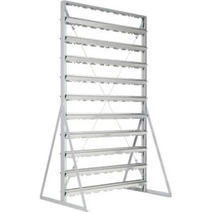 Ständerregal, 2-seitig bestückbar, 20 Reihen, ohne Sichtlagerkästen, B 1145 x T 800 x H 1950 mm, Stahl, grau