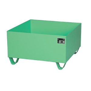 Stahl-Auffangwanne ohne Gitterrost, 800 x 800 mm, grün RAL 6011