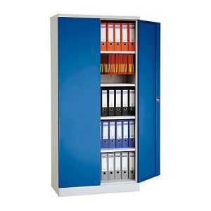 Stahlschrank, H 1950 x B 1200 x T 500 mm, lichtgrau 7035/enzianblau 5010