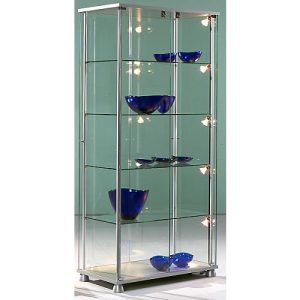 Stand-Präsentationsvitrine Forum V, B 830 x T 430 x H 1760 mm o. Beleuchtung