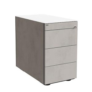 Standcontainer SOLUS PLAY, 1 Utensilienauszug, 3 Schübe, Tiefe 800 mm, grifflos, Ceramic grey