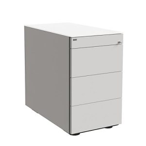 Standcontainer SOLUS PLAY, 1 Utensilienauszug, 3 Schübe, Tiefe 800 mm, grifflos, weiß