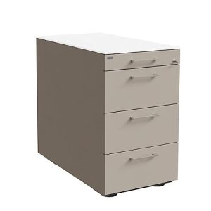Standcontainer SOLUS PLAY, 1 Utensilienauszug, 3 Schübe, Tiefe 800 mm, mit Griff, Stone grey