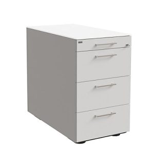 Standcontainer SOLUS PLAY, 1 Utensilienauszug, 3 Schübe, Tiefe 800 mm, mit Griff, weiß