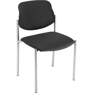 Stapelstuhl Styl, ohne Armlehnen, Echtleder, schwarz, stapelbar bis zu 6 Stück
