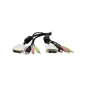 StarTech.com 4,5 m 4-in-1 USB Dual Link DVI-D KVM-Switchkabel mit Audio und Mikrofon – Tastatur- / Video- / Maus- / Audio-Kabel – 4.6 m