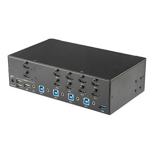 StarTech.com KVM Switch HDMI 4 Port – 4K 30 Hz – KVM Extender für HDMI – KVM HDMI Umschalter – KVM-/Audio-/USB-Switch – 4 Anschlüsse – an Rack montierbar