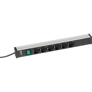Steckdosenleiste Treston 468/5, 6-fach, An/Aus-Schalter, 4,5 m langes Kabel, 16 A/250 V, B 468 x T 44 x H 52 mm, Aluminium