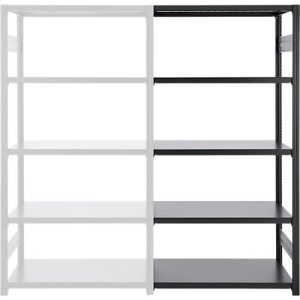Steckregal ORDO Business, Anbauregal, modular, 5 Fachböden, Fachlast 130 kg, Feldlast 1000 kg, B 760 x T 535 x H 2500 mm, Stahl, schwarz