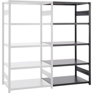 Steckregal ORDO Business, Anbauregal, modular, 5 Fachböden, Fachlast 185 kg, Feldlast 1000 kg, B 1310 x T 535 x H 2500 mm, Stahl, schwarz