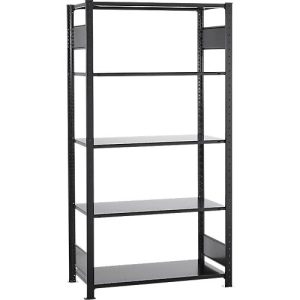 Steckregal Schulte Lagertechnik MULTIplus 150, Grundregal mit Längenriegel, 5 höhenverstellbare Fachböden, bis 1300 kg, B 1000 x T 500 x H 2000 mm Stahl, schwarz