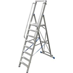 Stufenstehleiter, mit großer Plattform, Aluminium, mit 7 Stufen