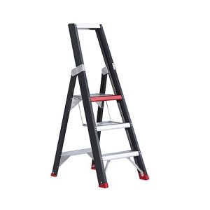 Stufenstehleiter Professional Topline, einseitig, Aluminium, 3 Stufen, schwarz