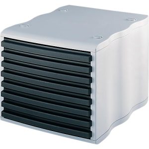 styro® Schubladenbox wave, 8 Schübe, Polystyrol, grau/schwarz