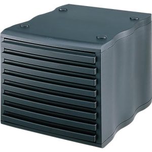 styro® Schubladenbox wave, 8 Schübe, Polystyrol, schwarz/schwarz