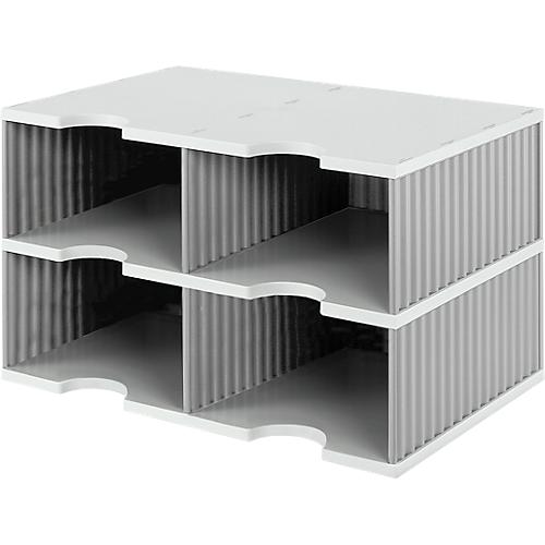 styro® Sortierstation styrodoc Jumbo, DIN C4, 2 Etagen/2-reihig/4 Fächer, grau