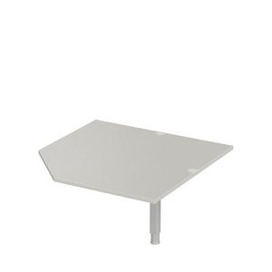 Systemwinkelplatte CAD ERGO-T 2.0, mit Stützfuß, B 1200 x T 1200/800 x H 718-898 mm, lichtgrau/weißaluminium