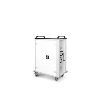 Tabletwagen, USB-Ladeeinheit, für 32 Tablets bis B 33 x T 10 x H 22 mm, Ladefläche, abschließbar, RAL 7035/RAL 9010