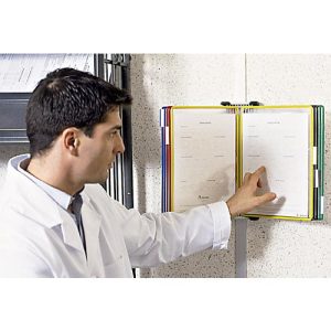 Tarifold Wandsichttafelsystem, Wandhalter, Metall + Sichttafeln, PVC, für DIN A4, 10 Stück, farbsortiert