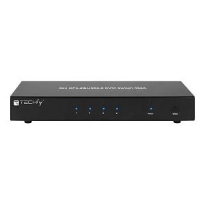 TECHly 4 Port DisplayPort 1.2 KVM Switch with Hub and audio – KVM-/Audio-/USB-Switch – 4 Anschlüsse