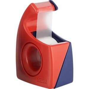 TESA Klebefilm-Handabroller Easy Cut, 10 m x 19 mm, rot/blau